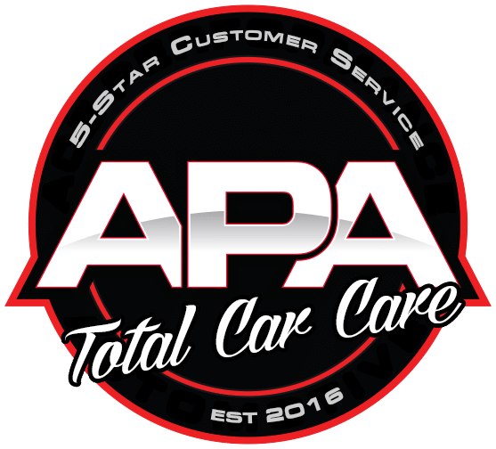 APA Total Car Car Logo in red, black and white branded colors located in the header and footer of the website