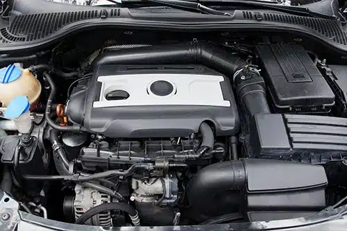 close-up of car engine due for tune-up